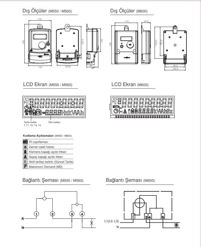 Makel Monofaze Elektronik Sayaç Dijital Elektrik Sayaçı Tip M600