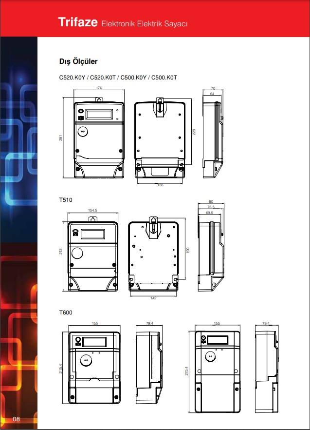 Makel Trifaze Elektronik Elektrik Sayacı Tip:T600