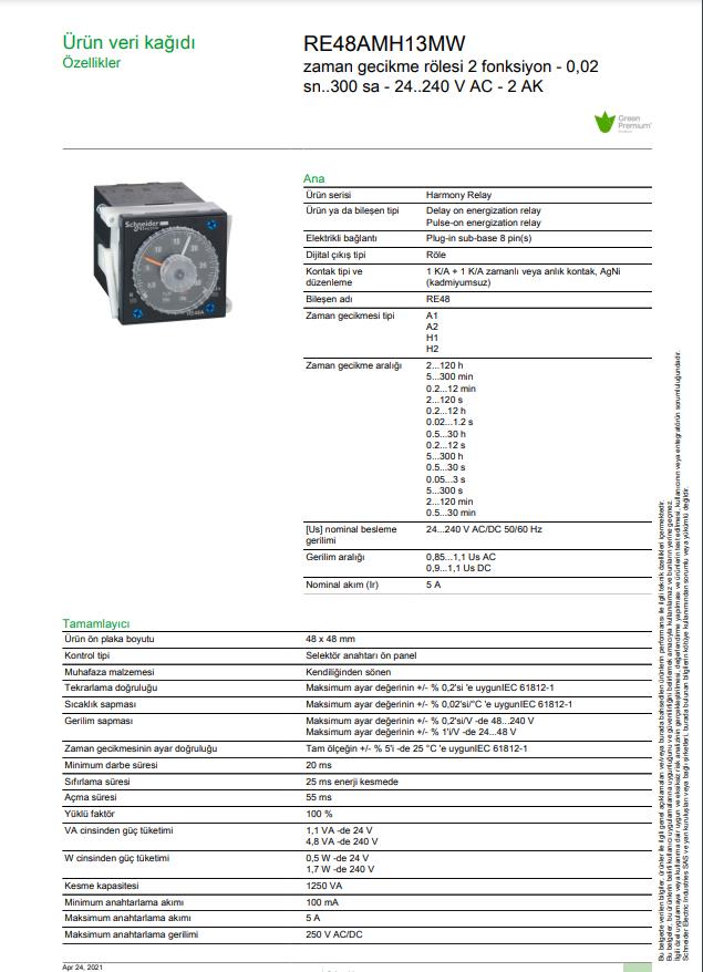 Schneider 24-240V AC-DC Çok Fonksiyonlu Zaman Rolesi 0,02s-300h